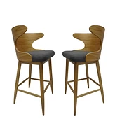 Simplie Fun Mid-Century Modern Upholstered Rubberwood Bar Chair