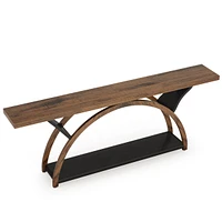 Tribesigns 70.87" Console Table with Storage Shelf, Narrow Long Sofa Behind Couch Table, 2-Tier Rustic Entryway Half Moon Frame for H