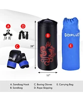 Slickblue 5 Pieces Filled Punching Boxing Set with Jump Rope and Gloves