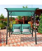 2 Person Patio Swing with Weather Resistant Glider and Adjustable Canopy