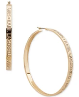 Karl Lagerfeld Paris Gold-Tone Logo Large Hoop Earrings, 2.44"