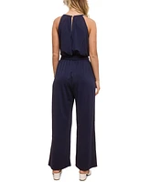 John Paul Richard Women's Petite Jersey Cut-Out Halter Jumpsuit