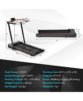 Skonyon 3-in-1 Folding Treadmill with Large Desk and Lcd Display