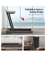 Skonyon 3-in-1 Folding Treadmill with Large Desk and Lcd Display