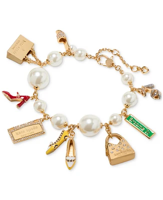 Kate Spade New York Gold-Tone Cubic Zirconia & Imitation Pearl Charm Bracelet