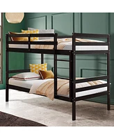 Sugift Twin Size Sturdy Wooden Bunk Beds with Ladder and Safety Rail