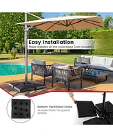 Givimo 4-Piece 20L Cantilever Offset Patio Umbrella Base