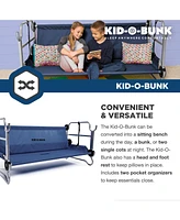 Disc-o-Bed Youth Kid-o-Bunk Benchable Double Cot with Storage Organizers, Navy