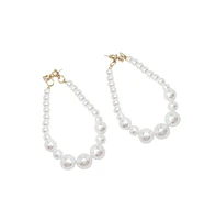 Sohi Women's White Beads Drop Earrings