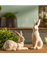 Slickblue Rabbit (Set of 2) 7.5"L x 5"H, 3.25"L x 8.5"H Ceramic