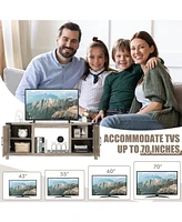 Sugift Electric Fireplace Tv Stand with Storage Cabinets for TVs up to 70 Inch