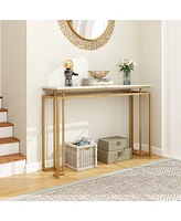 Sugift Modern Entryway Table with Gold Heavy-duty Metal Frame and Anti-toppling Kit for Living Room