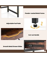 Skonyon Computer Desk with Charging Station and Drawer & Adjustable Shelf