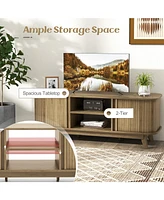 Sugift Tv Stand for 55-Inch Tv Media Console Table with Dual Sliding Doors