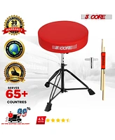 5 Core Drum Throne Padded Guitar Stool Height Adjustable Music Chair Ds Blkch Red