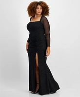 City Studios Trendy Plus Glittered Ruched Gown