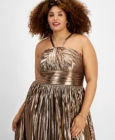 City Studios Trendy Plus Metallic Pleated Gown