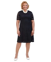 Kasper Women's Lace Short-Sleeve Scoop-Neck Dress