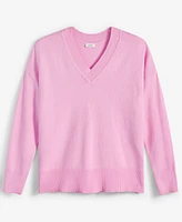 On 34th Women's V-Neck Dropped-Shoulder Sweater, Created for Macy's