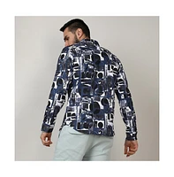 Men's Navy Blue & Midnight Black Abstract Geometric Shirt