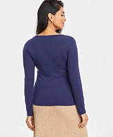 On 34th Women's Scoop-Neck Ribbed Long-Sleeve Top, Created for Macy's