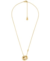 Michael Kors Brass Baguette Interlocking Pendant Necklace