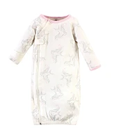 Touched by Nature Baby Girls Organic Cotton Zipper Long-Sleeve Gowns 3pk