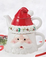 Winterberry Santa Teapot & Tea Mug for One