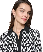 Karl Lagerfeld Paris Women's Herringbone-Print Shirtdress