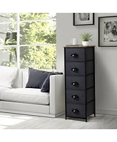 Sorbus Narrow 5 Drawers Nightstand with Steel Frame, Wood Top, Easy Pull Fabric Bins for Home, Bedroom, Office & Dorm