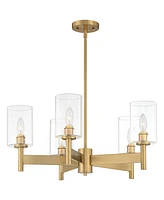 Possini Euro Design Mariani Gold Pendant Chandelier 24 1/2" Wide Modern Clear Glass Cylinder Shades 5-Light Fixture for Dining Room House Foyer Entryw