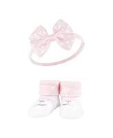 Hudson Baby Baby Girls Headband and Socks Giftset, Basic Pink Floral, One