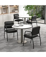 Skonyon Waiting Room Guest Chair Set of 2 Upholstered Reception Chairs with Mixed Pu Leather and Integrated Armrests