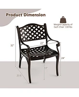 Vebreda Cast Aluminum Dining Chairs Set of 2 with Patio Chairs Armrests Flower Pattern