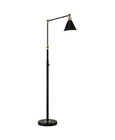 360 Lighting Wray Modern Mid Century Industrial Adjustable Floor Lamp Standing 61" Tall Flat Black Warm Antique Brass Metal Swivel Cone Shade for Livi