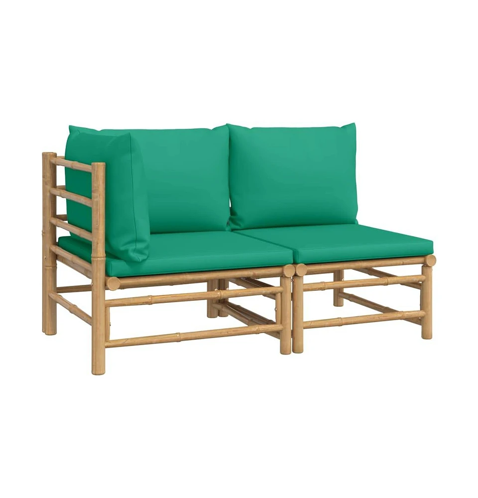 vidaXL 2 Piece Patio Lounge Set with Green Cushions