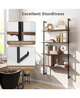 Sugift 4-Tier Industrial Ladder Bookshelf with Metal Frame