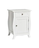 Sugift Wooden Accent End Table with Drawer Storage Cabinet Nightstand