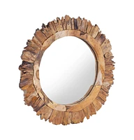 vidaXL Wall Mirror 23.6" Teak Round