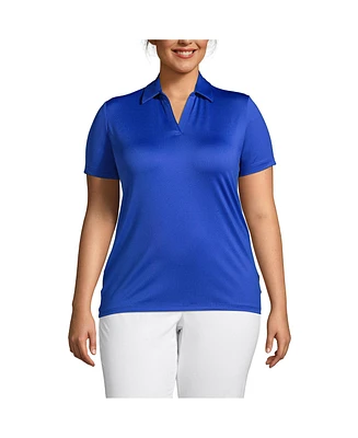 Lands' End Plus Size Short Sleeve Rapid Dry Sport Neck Polo Shirt