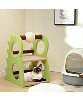 Skonyon 2-Tier Modern Cat Tree for Indoor Cats with Rotatable Sisal Scratching Ball