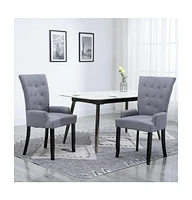 vidaXL Dining Chair with Armrests Light Gray Fabric