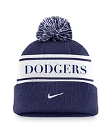 Nike Men's Royal Los Angeles Dodgers Team Stripe Peak Cuffed Knit Hat with Pom