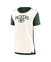 Nike Women's Cream/Green Green Bay Packers Wordmark Tri-Blend T-Shirt