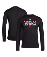 Adidas Men's Black Nebraska Huskers Locker Football Pre-Game Aeroready Long Sleeve T-Shirt