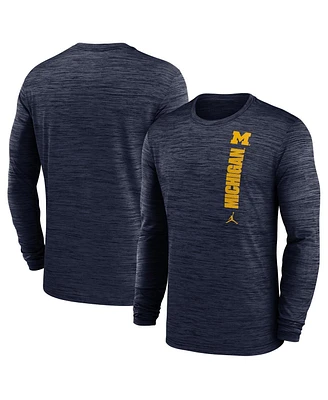 Jordan Men's Navy Michigan Wolverines 2024 Sideline Velocity Performance Long Sleeve T-Shirt