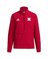 Adidas Men's Scarlet Nebraska Huskers Coaches Sideline Half-Zip Jacket