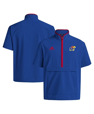 Adidas Men's Royal Kansas Jayhawks Coaches Sideline Half-Zip Short Sleeve Jacket