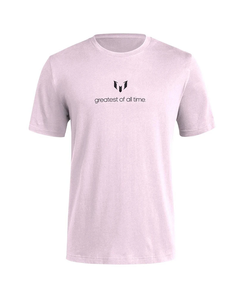 Adidas Men's Lionel Messi Light Pink Inter Miami Cf Greatest of All Time T-Shirt