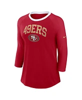 Nike Women's Scarlet San Francisco 49ers Raglan 3/4 Sleeve T-Shirt